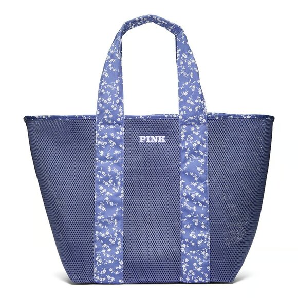 VICTORIA SECRET PINK MESH FLORAL TOTE BAG / Steel Blue / 11261635 - Picture 1 of 8
